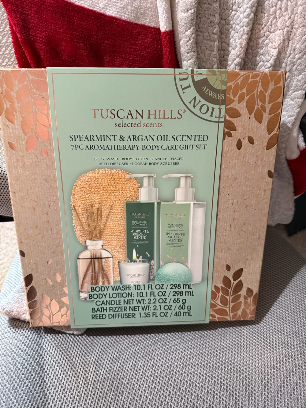 Spearmint & Argan Oil 7pc Aromatherapy Body Care Gift Set - Green